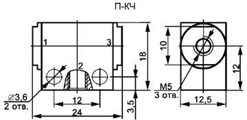 Пневмоклапан П-КЧ - габаритная схема